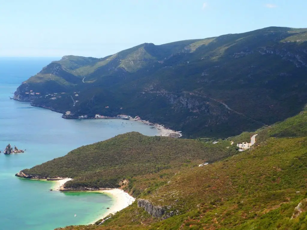 Aerial shot of beaches at Setúbal, Portugal