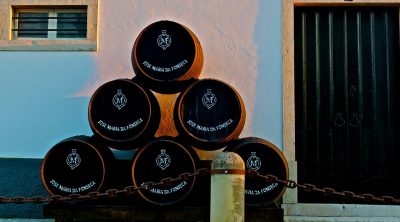 Barrels of Setúbal wines