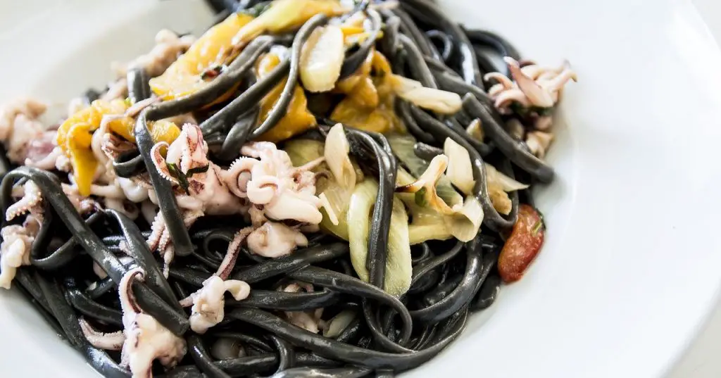 plate of seafood linguine for vinho verde food pairing