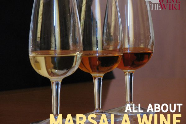 three glasses of marsala with caption all about marsala wine