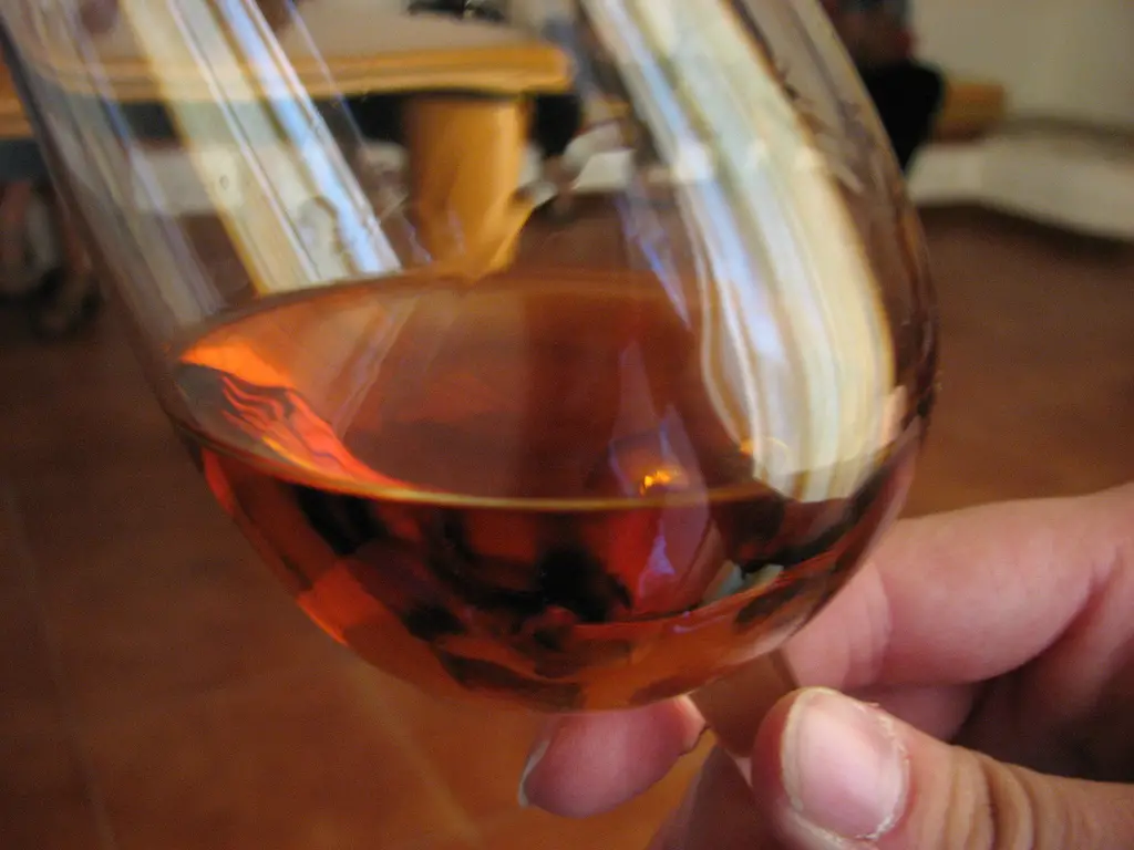 glass of amber marsala wine